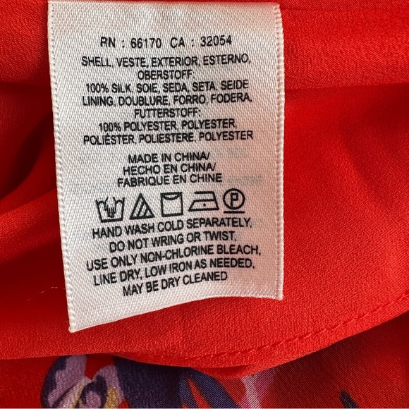 Anthropologie HD in Paris tropical Floral red orange Maxi silk Skirt - Picture 7 of 7